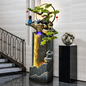 Fontaine d'eau moderne minimaliste en résine avec éclairage LED, décoration intérieure pour salon et entrée - Product Image 2