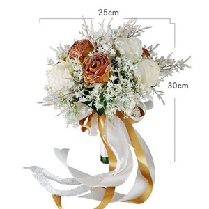 Bouquet de mariée artificiel coloré fait main pour cérémonie de mariage et demande en mariage - Product Image 5