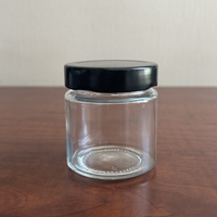 Frasco de vidrio Ergo de pedernal cilíndrico de 100 ml, 70 mm con tapa de lengüeta profunda de Metal negro, tapa abatible Para hierbas, especias, Chutney, pasta, salsa