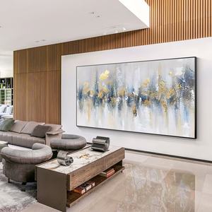 Fola d'oro <span class=keywords><strong>verde</strong></span> <span class=keywords><strong>acqua</strong></span> 3D Texture <span class=keywords><strong>pittura</strong></span> astratta su tela soggiorno camera da letto grande oro di lusso parete arte nuova decorazione per la casa - Product Image 1