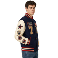 Veste de baseball varsity pour homme en laine et polyester, avec logo personnalisé XUFEI, broderie graphique de haute qualité, design de créateur.