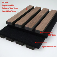 Panneaux acoustiques en MDF à fibres de polyester, finition à lattes imitation bois, insonorisants, écologiques, pour home cinéma
