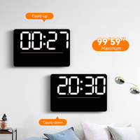 Jam Dinding Digital Elektronik Kaca dengan Layar LED, Alarm, Penghitung Waktu Mundur Besar, Temperatur, Kalender, dan Desain Seni Khusus untuk Lansia