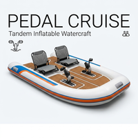 Bateau à pédales gonflable en PVC prêt à être expédié, plateforme flottante à double siège, catamaran à structure Drop Stitch