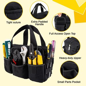 Factory OEM Wholesale Small Black <b>Canvas</b> <b>Tool</b> Duffle <b>Bag</b> with Zipper Closure External Pocket Multi-function Organizer 28x12x18cm - Product Image 5