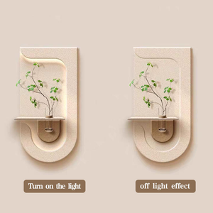 <span class=keywords><strong>Vase</strong></span> moderne 3D en grès avec lumières LED, peinture murale artistique <span class=keywords><strong>de</strong></span> plantes vertes, design tridimensionnel – Meilleures ventes - Product Image 4