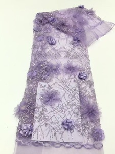 Mới nhất thiết kế hoa đính cườm 3D ren vải Tulle thêu ren vải cho buổi tối Dresses - Product Image 5