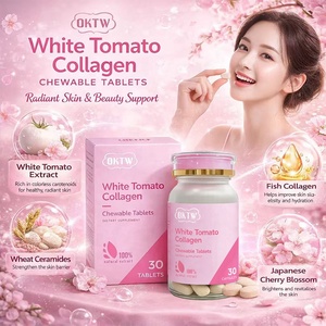 Tabletas Masticables <span class=keywords><strong>de</strong></span> Colágeno <span class=keywords><strong>de</strong></span> Tomate Blanco OKTW, Hidratantes, Reafirmantes, Antiarrugas, Iluminadoras, en Stock, Muestras Gratis, Marca Privada, OEM - Product Image 1