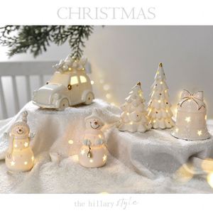 Adorno de Campana de Cerámica con Muñeco de Nieve Artificial, Decoración Micro para Paisajes en Miniatura, Decoración Navideña para Escritorio - Product Image 2