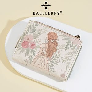 กระเป๋าใส่บัตรลายดอกไม้และแมวสไตล์อนิเมะสำหรับผู้หญิง ยี่ห้อ Baellerry พร้อมช่องใส่เหรียญแบบซิปเดียว ขนาดเล็ก เหมาะสำหรับใช้ในชีวิตประจำวัน - Product Image 4