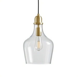 Bell Shaped Glass Pendant Light E27 LED Warm White 3500K Gold Finish <b>Small</b> Size Living Room Indoor Lighting - Product Image 1