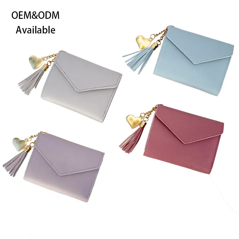 2022 New Design Card Holders Short Wallet Women Simple Tassel Small Wallets Square Mini Women's Fashion Coin Purse for womens