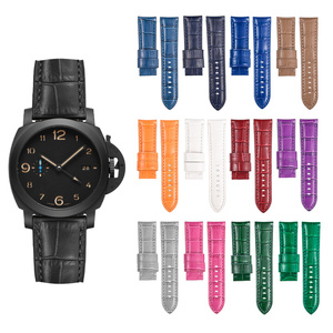 Correa de Reloj de Cuero Genuino Transpirable de Alta Calidad, Repuesto para <span class=keywords><strong>Panera</strong></span> de 22mm y 24mm, Correas de Cocodrilo en Varios Colores - Product Image 6