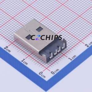 917-181A202ED60200 USB Connector Bent Lead Through Hole Connector Type-A USB 2.0 Male Right Angle Insert - Product Image 2