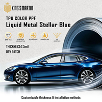 KING MARTIN Film de protection de peinture sans DMF, autocollants pour carrosserie automobile, adapté aux voitures, couleur métallique liquide StellarBlueTPU, PPF