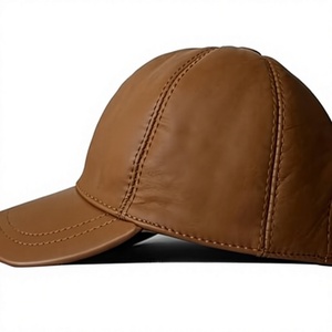 High Durability Genuine Cowhide Leather Baseball <b>Cap</b> Curved Brim Strapback <b>Cap</b> Custom Headwear Factory - Product Image 1