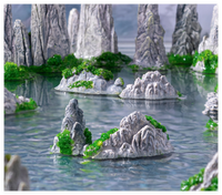 Pot Bunga Akuarium Kreatif, Terarium Air Terjun Sukulen, Dekorasi Taman Akuarium, Patung Resin Gunung Batu 3D Buatan