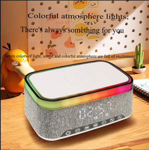Productos de moda, reloj despertador multifunción de 15W, lámpara de carga rápida inalámbrica con altavoz BT, altavoz portátil colorido, triangulación de envíos - Product Image 5