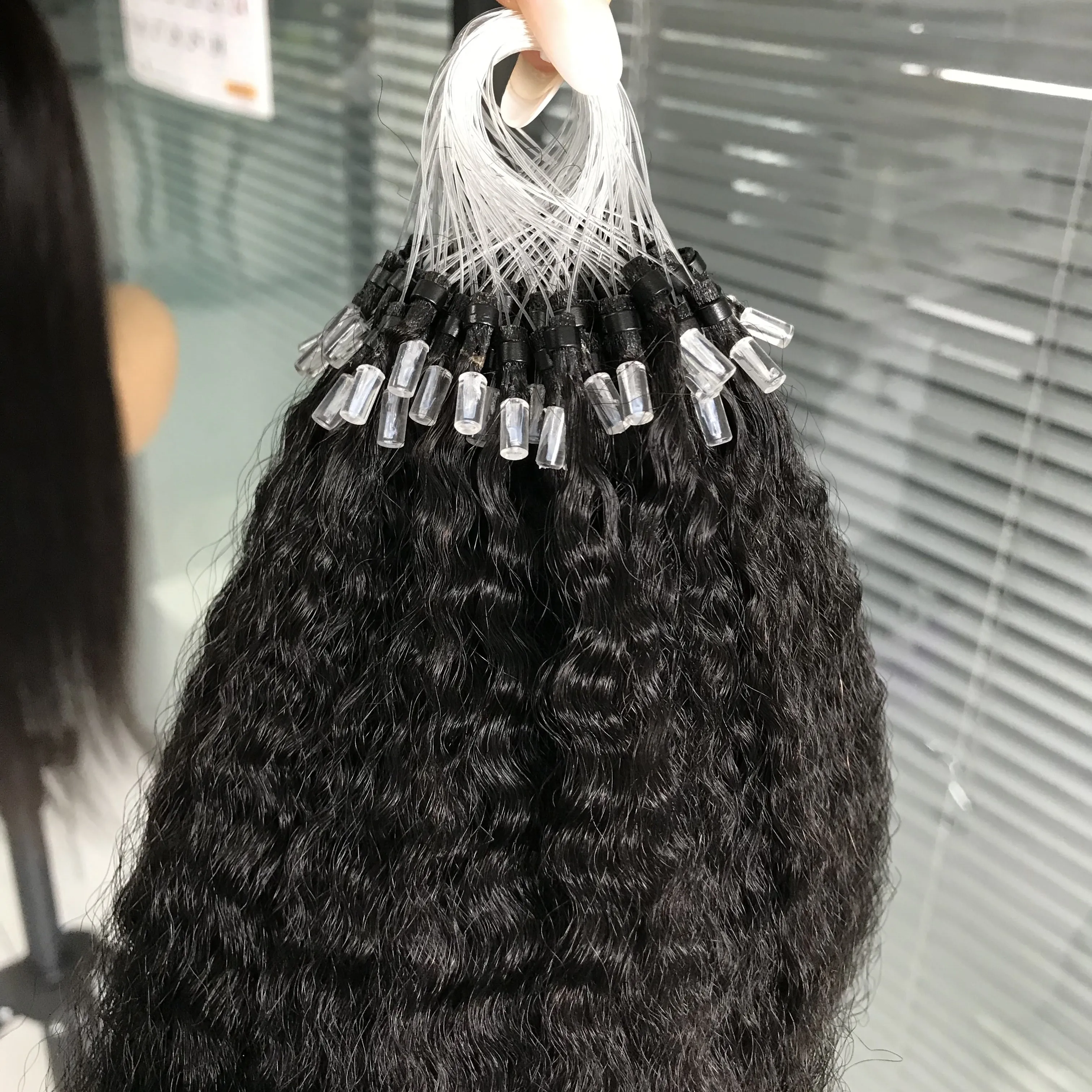 High Quality Micro Ring Hair Extensions Human Hair 12A Micro Links Kinky Straight Curly Remy Micro Loop Hair Extensions
