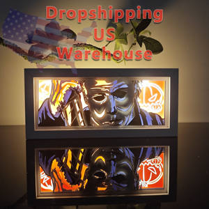 Lámpara de Papel 3D Animada de Michael Myers de la Película de Terror <span class=keywords><strong>American</strong></span> Warehouse, Grabado Láser, Decoración para el Hogar, Regalo de Halloween - Product Image 1