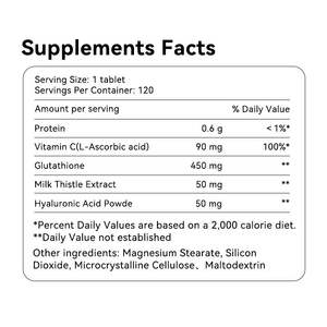 Meistverkaufte 2025 Hochwertige Glutathion-Aufhellungspillen Vitamin C Antioxidans-Tabletten |   OEM Schönheitsaufhellung Hergestellt in China für - Product Image 3