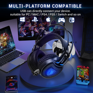 Sades bạch tuộc cộng với rung 50mm loa đàn hồi treo Headband ngắn mic thử nghiệm cáp PC MAC Linux chơi game tai nghe - Product Image 5