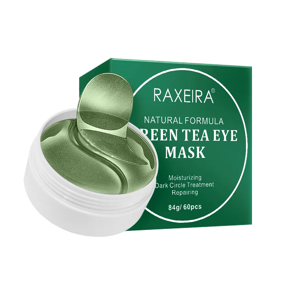 Vente en gros Masque de voyage au thé vert Dissolvant hydrogel Traitement des cernes Anti-âge Gel Patches Gel rafraîchissant organique Masque pour les yeux