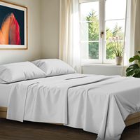 Ensemble de draps en coton 100% pour lit king size - 4 pièces, draps en coton de luxe pour lit king size, doux, rafraîchissants, tissage satiné, ensemble de draps avec poches