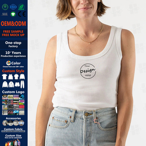 Top de tirantes de algodón transpirable para mujer, con logo bordado, cuello en <span class=keywords><strong>U</strong></span>, sexy, de tirantes gruesos, ajustado, para entrenamiento, venta al por mayor - Product Image 1