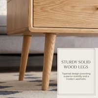 Table basse en chêne massif de qualité supérieure |   Boutons en laiton au design moderne du milieu du siècle, écologiques, durables, faciles à nettoyer, pour meubles de salon