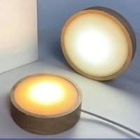 Lampe de nuit LED en bois massif au design moderne avec base en cristal, alimentation par prise, petite base ronde en bois