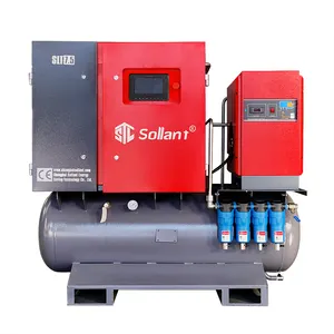 ضاغط هواء موفر للطاقة Sollant 7.5KW 11KW 15KW 4 في 1 الكل في واحد ضاغط هواء لولبي ثابت السرعة