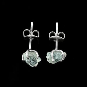 Pendientes de Cristal de Aguamarina Natural con Engaste de Garra, Piedra en Bruto, Unisex, para Uso Diario, Gema Verde, Piedra de Nacimiento de Marzo - Product Image 3