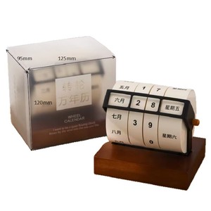 Sheng Hua Wooden Calendar Perpetual <b>Desk</b> <b>Rotating</b> Horizontal Day View Compact Design New Year Gift - Product Image 5