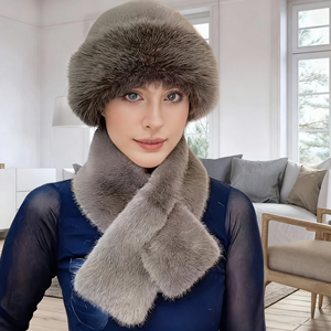 Kadın kış Rex tavşan kürk örme kulak kap ve uzun eşarp Set rahat şapka ve eldiven - Product Image 2