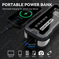 Démarreur multifonction 24000mAh, courant de démarrage 2000A, gonfleur de pneus 150PSI, chargeur rapide PD65W, station d'alimentation portable 12V