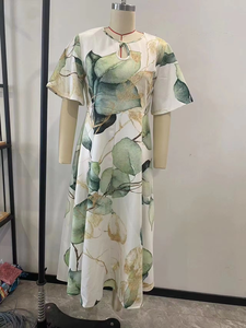 <span class=keywords><strong>Vestido</strong></span> Largo Plisado con Diseño de las Islas del Pacífico, Manga Media con Diseño de Gota de Agua, Vestidos Casuales de Fiesta para Mujer, Personalizado OEM - Product Image 4