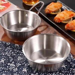 Stainless Steel Rice Wine Bowl With Handle 201 Silver Gold Solid Color Home Cooking Bowl For Instant Noodles Dipping Sauce - Product Image 3