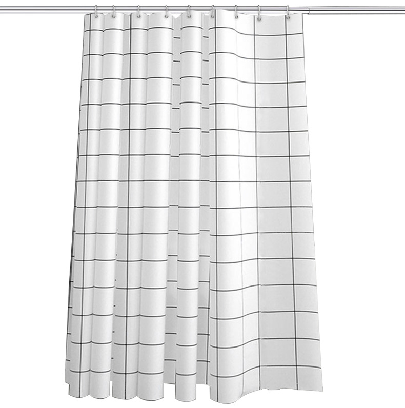 customized Black and White Thick Checks Waterproof Mildew-Proof Partition Curtain PEVA Shower Curtain for Free Hanging