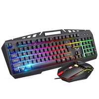 Ensemble clavier mécanique métallique RVB rétroéclairé 78 touches et souris sans fil 2400 DPI pour le gaming, interrupteurs noirs, en stock, vente en gros