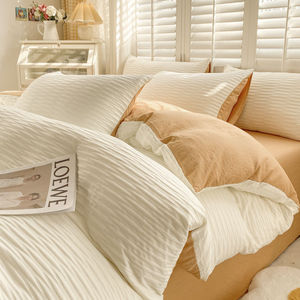 2025 nouveau Simple coton lavé <span class=keywords><strong>de</strong></span> <span class=keywords><strong>haute</strong></span> <span class=keywords><strong>qualité</strong></span> pur coton Super doux couleur unie fil <span class=keywords><strong>de</strong></span> mousse <span class=keywords><strong>housse</strong></span> <span class=keywords><strong>de</strong></span> <span class=keywords><strong>couette</strong></span> - Product Image 3
