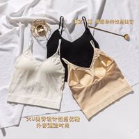 섹시한 오픈 백 패딩 탱크 탑 내장 브라 탑 U 넥 여름 패딩 여성 자르기 탑 여성 원활한 여름 속옷 란제리