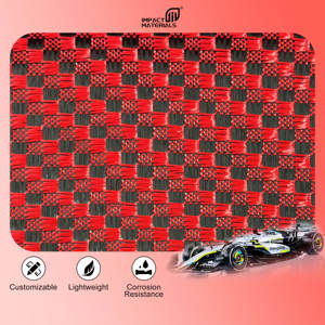 Tissu en fibre de carbone aramide rouge, rouleau de tissage 3k/220g pour le renforcement structurel des murs en béton, des sous-sols, des bateaux - Product Image 1