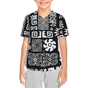 Polynesian Tattoo Designs Kinder Casual Baseball Shirt Tribal Muster Baseball Jersey Sommer Custom Image Kurzarm Tops Shirts