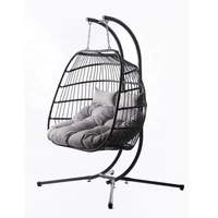 Oeuf suspendu à double siège pour l'intérieur Chaise d'usine en rotin PE Chaise balançoire pour l'extérieur