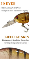 Umpan Pancing Lutac Crank 65mm 5.5g Floating Water Treble Hook Untuk Ikan Target Kecil Mata 3D Plastik Keras  baru murah