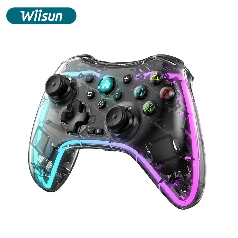S S30 9300 Cool Gaming Joystick Controller Wireless Controller Transparent LED Breathing Handle Gamepad For NS Switch/PC/Phone