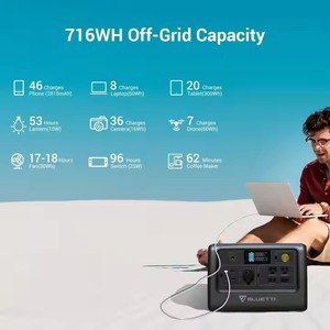 Estación Solar Portátil EB70 AC/DC con Controlador MPPT, Inversor de Onda Sinusoidal Pura, Batería de Iones de Litio de 716 Wh, Encendedor de Cigarrillos, 800W/1000W, TV, Coche - Product Image 2