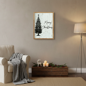 Decorazione Rustica Invernale per Albero di Natale, Stampa con Albero di Pino per Soggiorno, Camera da Letto, Ingresso, Insegne in Legno per Decorazione - Product Image 3