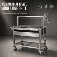 Grill à charbon en acier inoxydable robuste et moderne, personnalisable en gros, avec grille en V, dispositif de sécurité anti-flamme à levage par chaîne et allumage électronique
